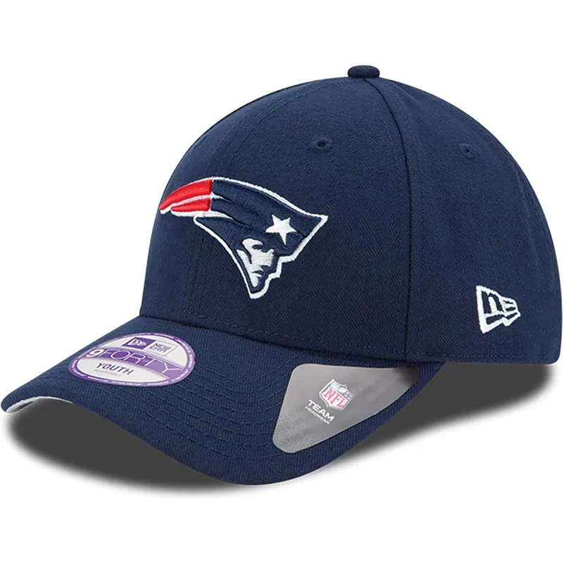marineblaue-gebogene-verstellbare-kinderkappe-9forty-the-league-der-new-england-patriots-nfl-von-new-era