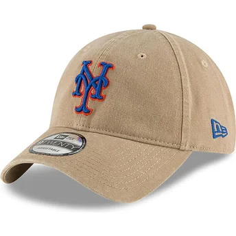 New Era New York Mets MLB 9TWENTY Core Classic justerbar beige böjd keps