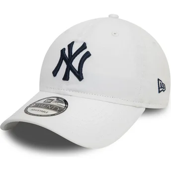 Verstellbare weiße Kappe mit gebogenem Schirm und blauem Logo 9TWENTY Core Classic der New York Yankees MLB von New Era