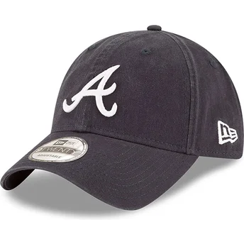 Cappellino curvo blu marino regolabile 9TWENTY Core Classic di Atlanta Braves MLB di New Era