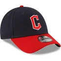 casquette-courbee-bleue-marine-et-rouge-ajustable-9forty-the-league-cleveland-guardians-mlb-new-era