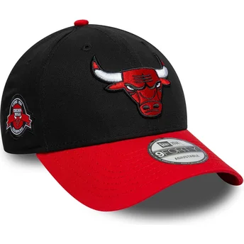 Casquette courbée noire et rouge ajustable 9FORTY Side Patch Chicago Bulls NBA New Era