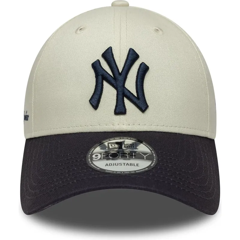 czapka-z-daszkiem-bezowo-granatowa-regulowana-9forty-side-script-new-york-yankees-mlb-od-new-era