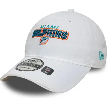Casquette courbée blanche ajustable 9TWENTY Washed Distress Miami Dolphins NFL New Era