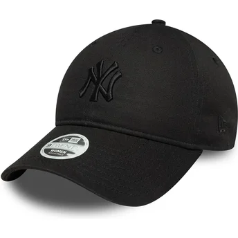 Schwarze verstellbare gebogene Kappe für Damen mit schwarzem Logo 9TWENTY Bow Back der New York Yankees MLB von New Era