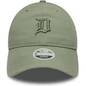 grune-verstellbare-curved-cap-fur-damen-mit-grunem-logo-9twenty-linen-von-detroit-tigers-mlb-von-new-era