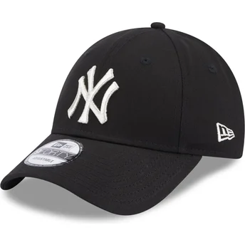 Cappellino curvo nero regolabile da donna 9FORTY Metallic Logo dei New York Yankees MLB di New Era