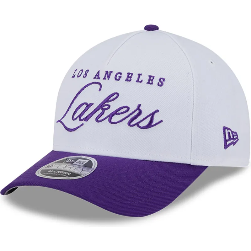 weisse-und-violette-gebogene-snapback-kappe-9forty-m-crown-draft-2025-der-los-angeles-lakers-nba-von-new-era
