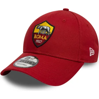 Verstellbare rote Curved Cap 9FORTY Core der Associazione Sportiva Roma Serie A von New Era