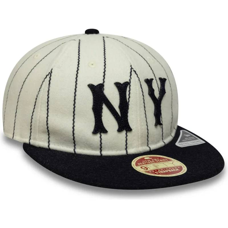 cappello-piatto-beige-e-blu-marino-regolabile-9fifty-retro-crown-heritage-dei-new-york-yankees-mlb-di-new-era