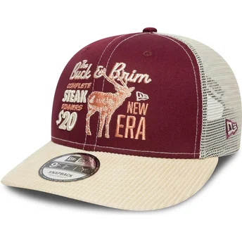 Casquette courbée rouge et beige snapback 9FIFTY Cord New Era