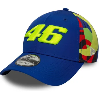 Blaue Snapback-Kappe mit gebogenem Schirm 9FORTY Fanwear von Valentino Rossi VR46 MotoGP von New Era