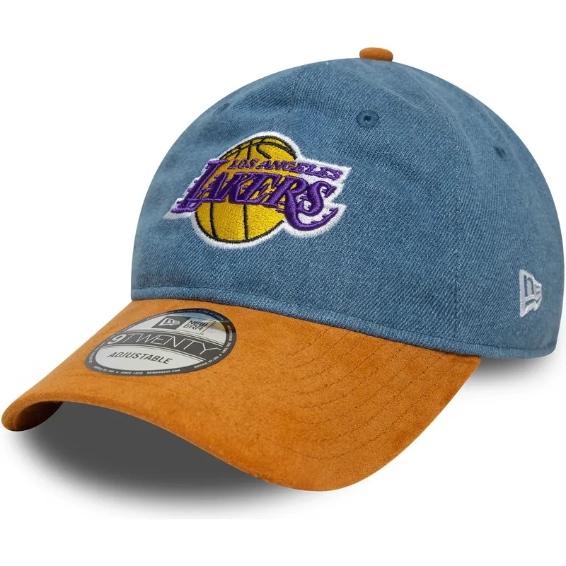 justerbar-bla-och-brun-bojd-keps-9twenty-denim-midi-los-angeles-lakers-nba-fran-new-era