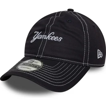 Marineblaue gebogene verstellbare Kappe 9TWENTY Contrast Stitch der New York Yankees MLB von New Era