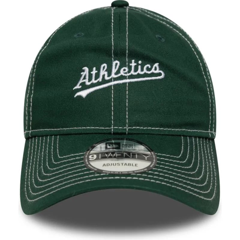 grune-verstellbare-curved-cap-9twenty-contrast-stitch-der-oakland-athletics-mlb-von-new-era