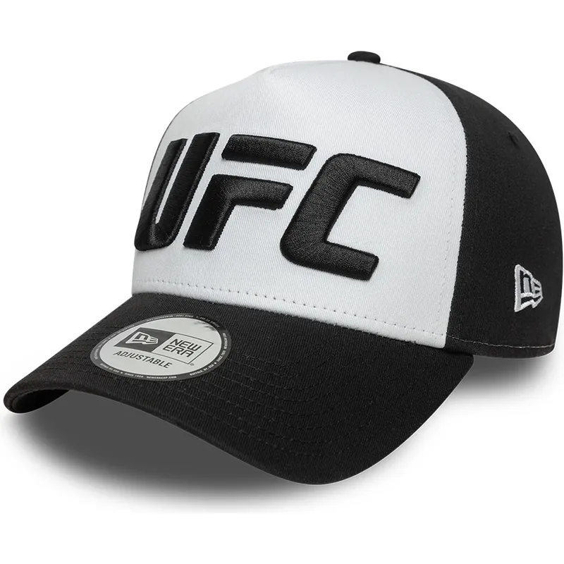 weisse-und-schwarze-gebogene-kappe-a-frame-core-von-ufc-ultimate-fighting-championship-von-new-era