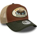 trucker-cap-braun-und-grun-a-frame-animal-patch-buffel-von-new-era