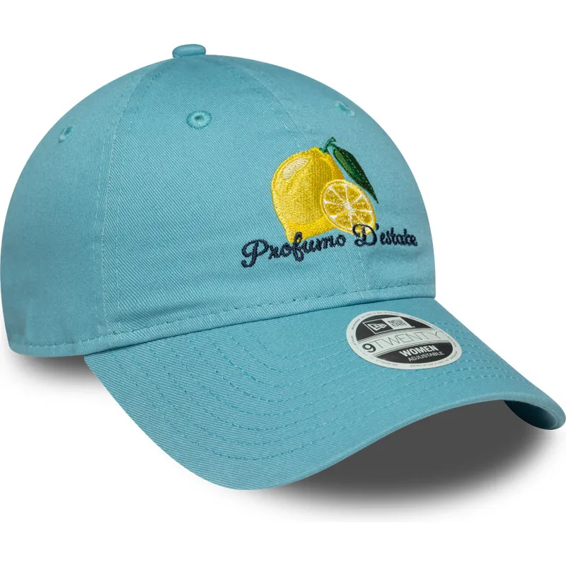 blaue-verstellbare-curved-cap-fur-damen-9twenty-phrase-profumo-d-estate-von-new-era