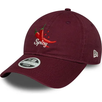 Casquette courbée grenat ajustable pour femme 9TWENTY Phrase Spicy New Era