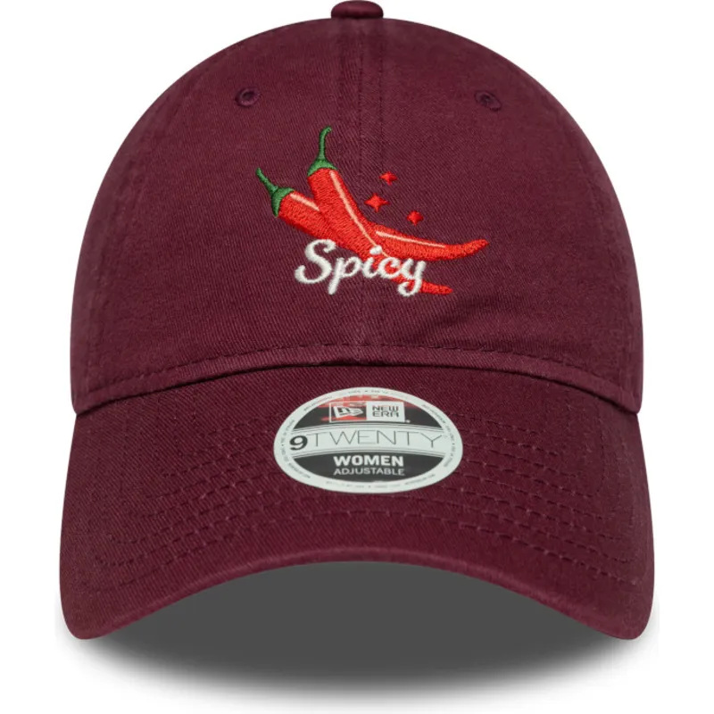 gebogene-bordeauxrote-verstellbare-damenkappe-9twenty-phrase-spicy-von-new-era