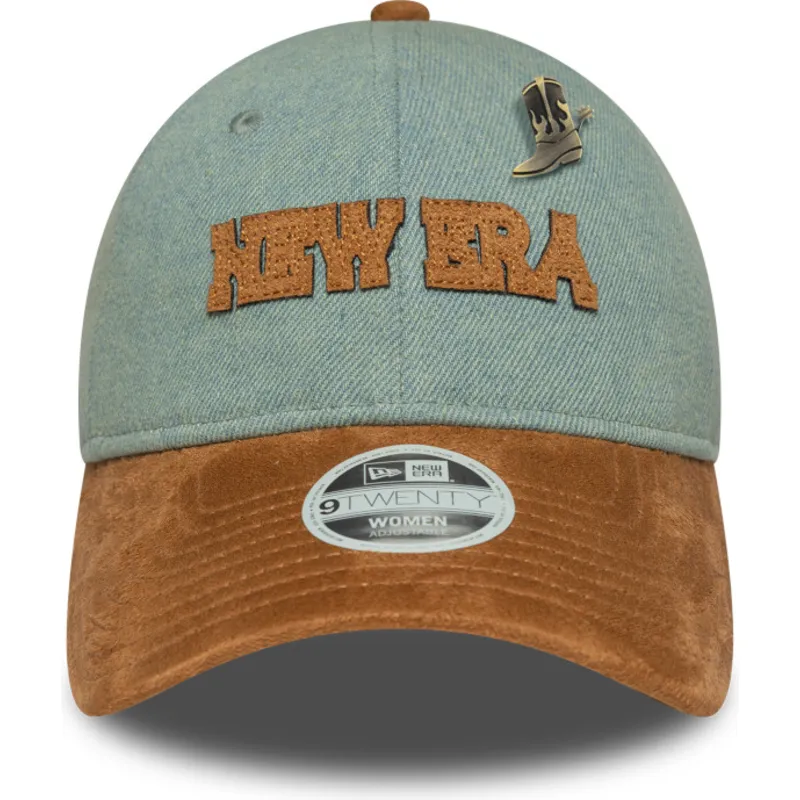 cappellino-curvo-blu-e-marrone-regolabile-da-donna-9twenty-western-pin-di-new-era