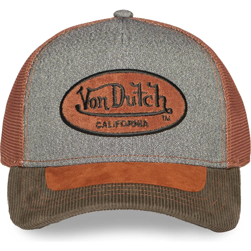 gorra-trucker-grigia-e-marrone-shield01-di-von-dutch