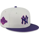 beige-und-violette-anliegende-flat-cap-59fifty-clr-dvlp-der-new-york-yankees-mlb-von-new-era