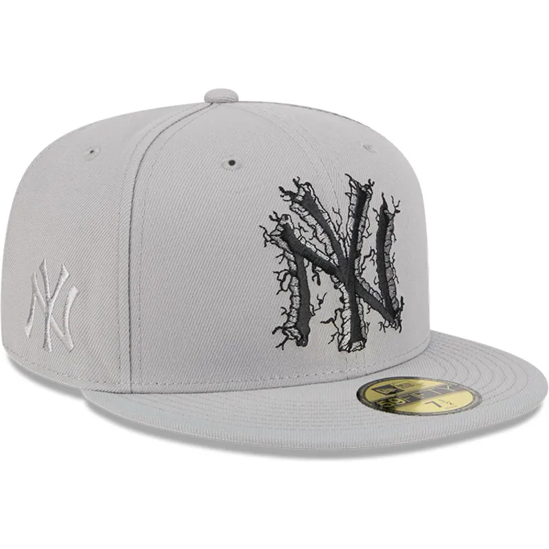 graue-angepasste-59fifty-cracked-flatcap-der-new-york-yankees-mlb-von-new-era