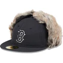 schwarze-enganliegende-59fifty-flatcap-winter-dog-ear-der-boston-red-sox-mlb-von-new-era