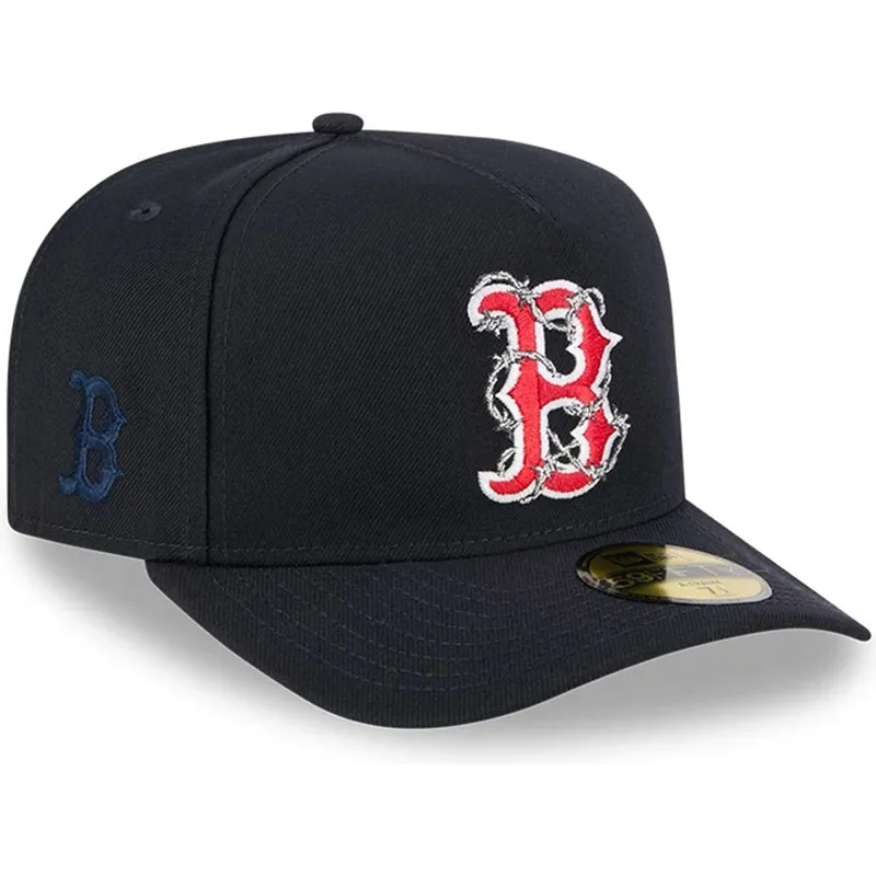 marineblaue-gebogene-verstellbare-59fifty-a-frame-wired-kappe-von-boston-red-sox-mlb-von-new-era