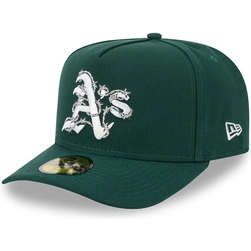 grune-gebogene-verstellbare-59fifty-a-frame-wired-kappe-von-oakland-athletics-mlb-von-new-era