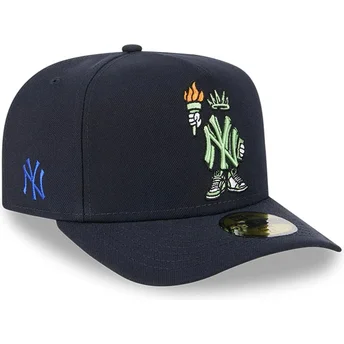 Gorra curva azul marino ajustada 59FIFTY A Frame Cartoon de New York Yankees MLB de New Era