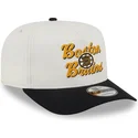 bezowo-czarna-zakrzywiona-czapka-snapback-9fifty-a-frame-chainstitch-boston-bruins-nhl-new-era