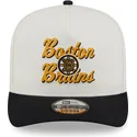 cappellino-visiera-curva-beige-e-nero-snapback-9fifty-a-frame-chainstitch-di-boston-bruins-nhl-di-new-era