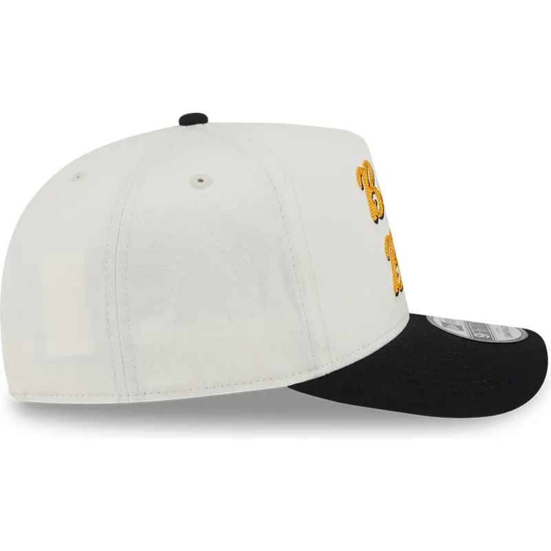 cappellino-snapback-beige-e-nero-9fifty-a-frame-chainstitch-dei-boston-bruins-nhl-di-new-era