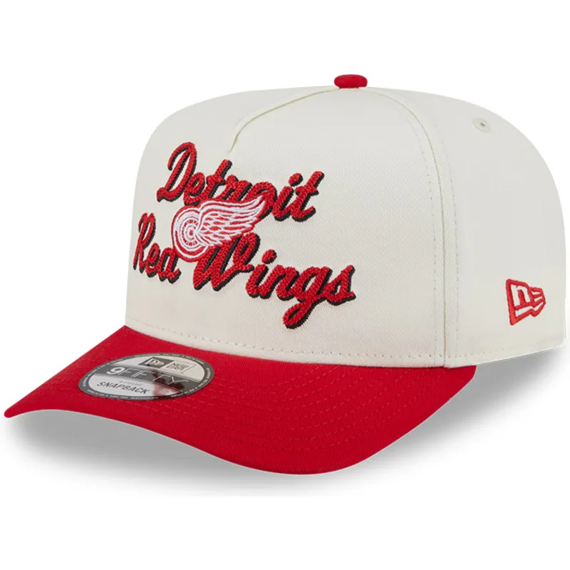 beige-och-rod-bojd-keps-snapback-9fifty-a-frame-chainstitch-detroit-red-wings-nhl-fran-new-era