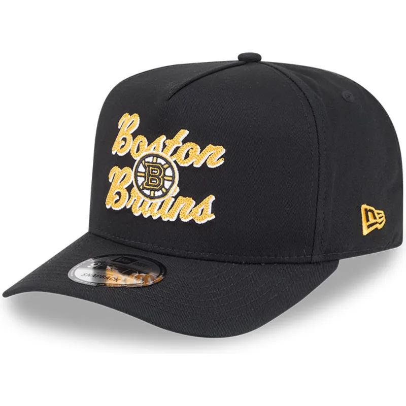 cappellino-nero-con-visiera-curva-snapback-9fifty-a-frame-chainstitch-dei-boston-bruins-nhl-di-new-era