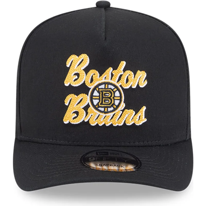cappellino-curvo-nero-snapback-9fifty-a-frame-chainstitch-di-boston-bruins-nhl-di-new-era