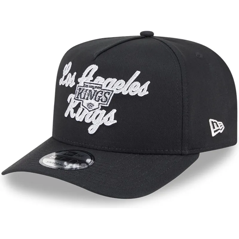 schwarze-gebogene-snapback-kappe-9fifty-a-frame-chainstitch-der-los-angeles-kings-nhl-von-new-era