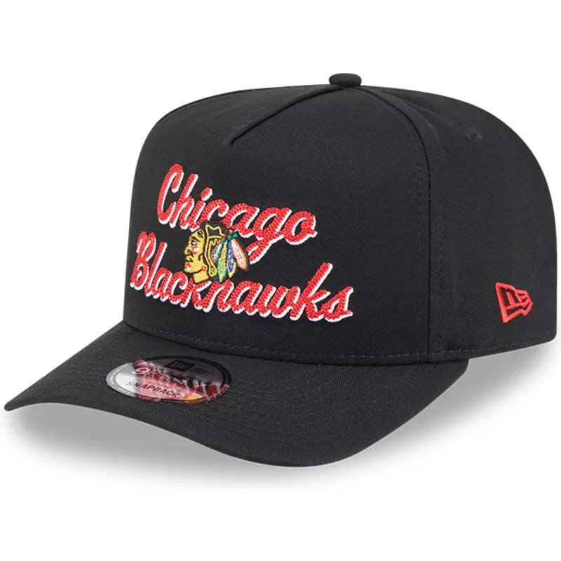 czarna-czapka-z-zakrzywionym-daszkiem-snapback-9fifty-a-frame-chainstitch-chicago-blackhawks-nhl-new-era
