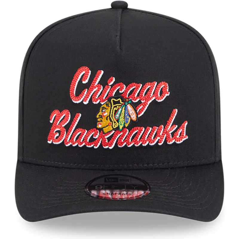 cappellino-nero-snapback-9fifty-a-frame-chainstitch-dei-chicago-blackhawks-nhl-di-new-era