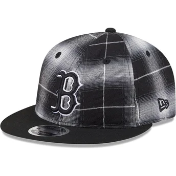 Cappello piatto nero snapback 9FIFTY Retro Crown Plaid dei Boston Red Sox MLB di New Era