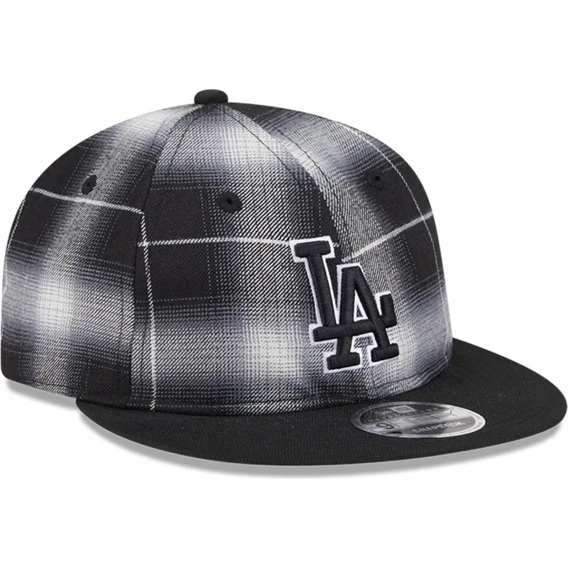 svart-platt-snapback-keps-9fifty-retro-crown-plaid-los-angeles-dodgers-mlb-fran-new-era