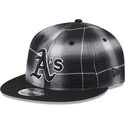 cappellino-nero-snapback-9fifty-retro-crown-plaid-degli-oakland-athletics-mlb-di-new-era