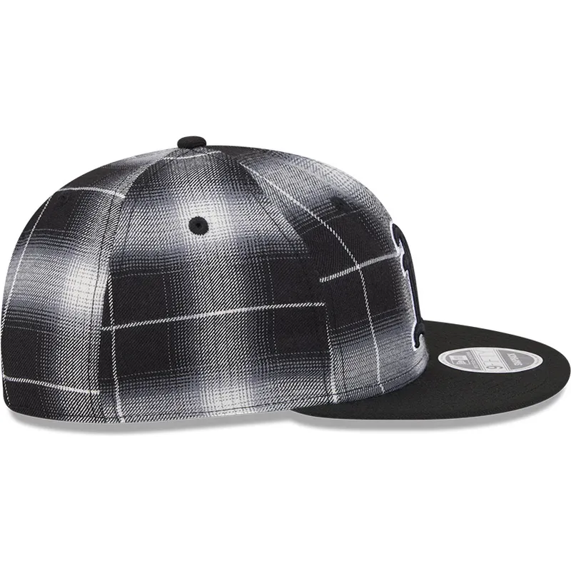cappello-piatto-nero-snapback-9fifty-retro-crown-plaid-di-oakland-athletics-mlb-di-new-era