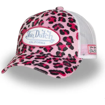 Cappellino trucker leopardato rosa PSA P di Von Dutch