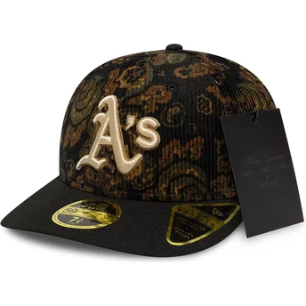 Oakland Athletics MLB New Era Svart Justerbar 59FIFTY Low Profile Floral Cord Three Looms Tryckt Manchester Keps