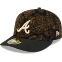 cappellino-curvo-nero-chiuso-59fifty-low-profile-floral-cord-three-looms-printed-corduroy-di-atlanta-braves-mlb-di-new-era