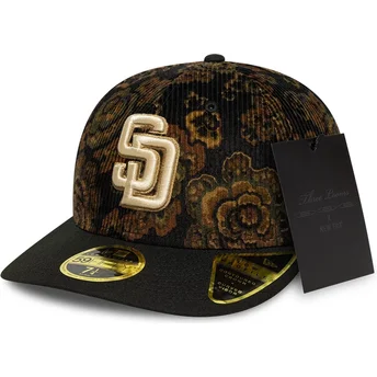 Czarna zakrzywiona czapka 59FIFTY Low Profile Floral Cord Three Looms Printed Corduroy San Diego Padres MLB od New Era