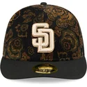 cappellino-curvo-nero-chiuso-59fifty-low-profile-floral-cord-three-looms-printed-corduroy-dei-san-diego-padres-mlb-di-new-er